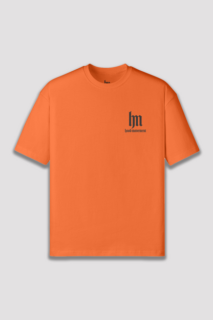 HM "CULT OF POWERLIFTING" BACK COVER - ORANGE OVERSIZED T-SHIRT