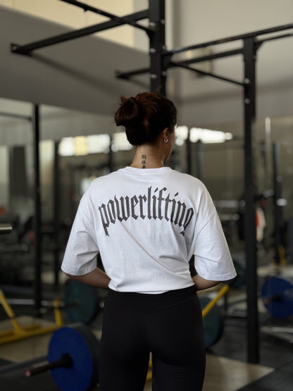 HM "POWERLIFTING" BACK COVER - WHITE OVERSIZED T-SHIRT