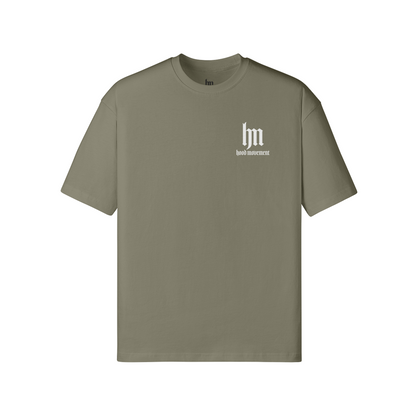 HM "POWERLIFTING" BACK COVER - MILITARY GREEN OVERSIZED T-SHIRT